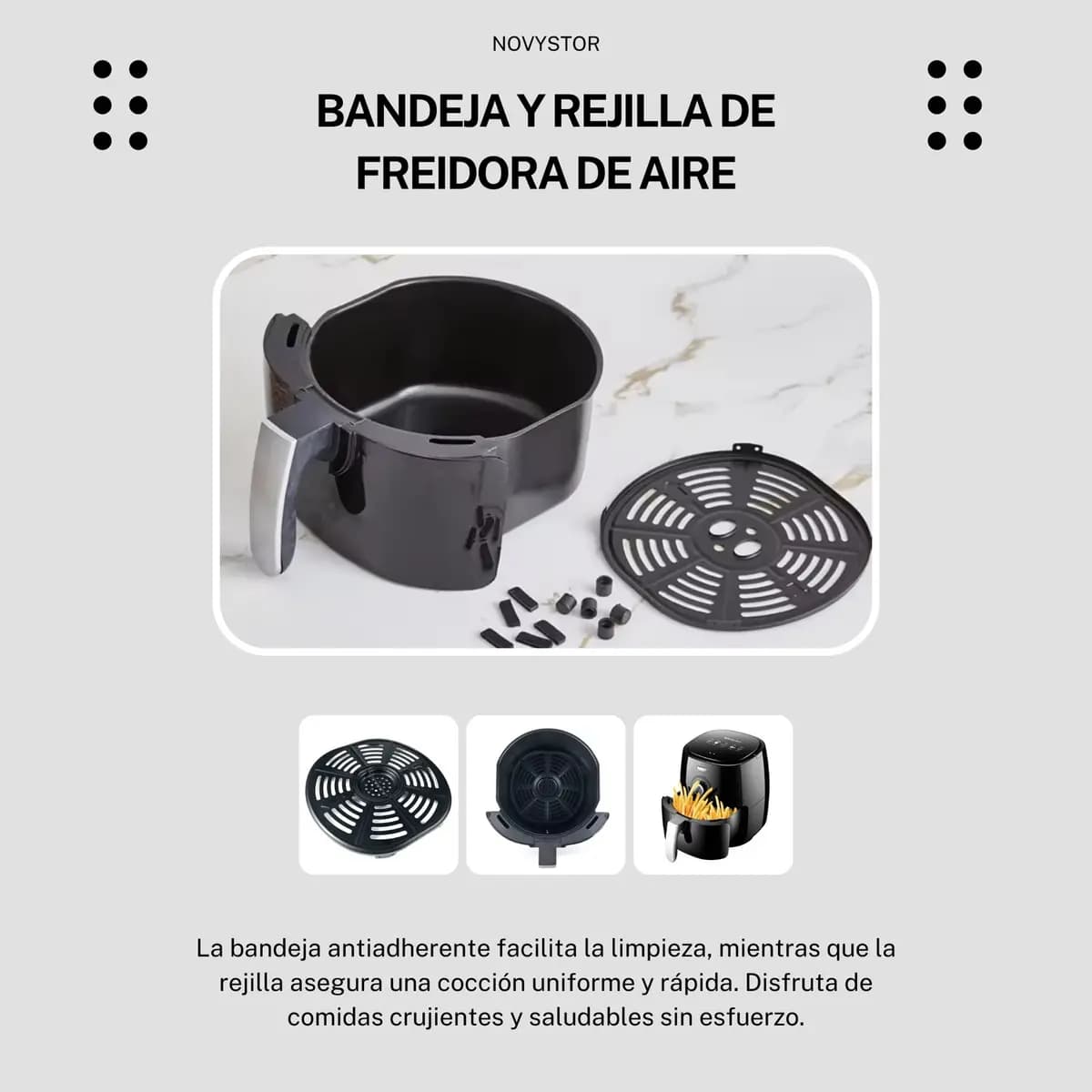 Freidora De Aire Manual 5l, Saludable Y Sin Aceite, 1350w Color Negro — imagen 7