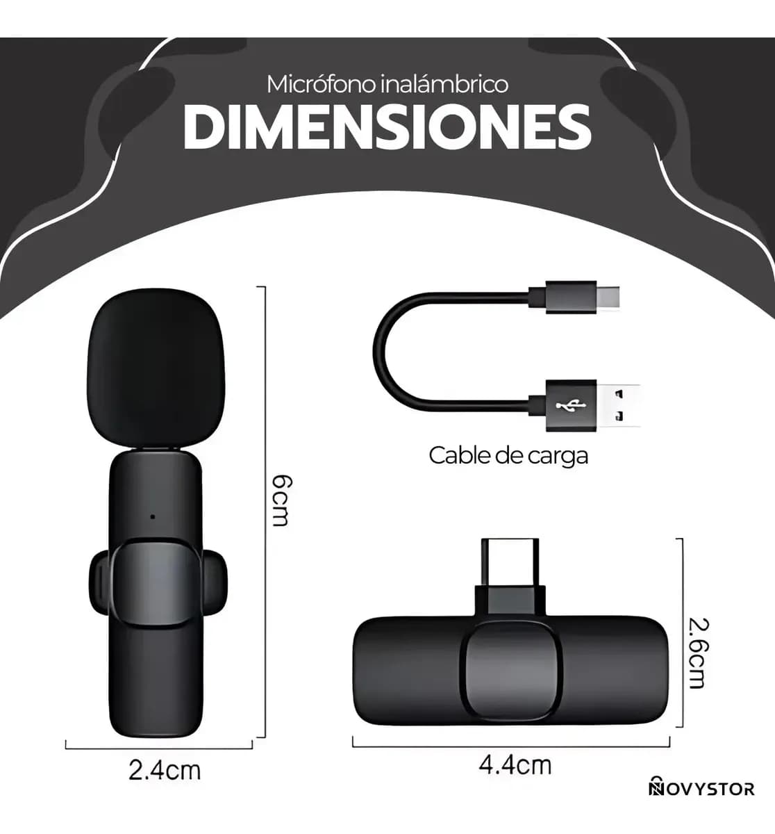 Pack 2 Micrófonos Inalámbricos 360° Tipo C Y iPhone 20m Negro — imagen 9