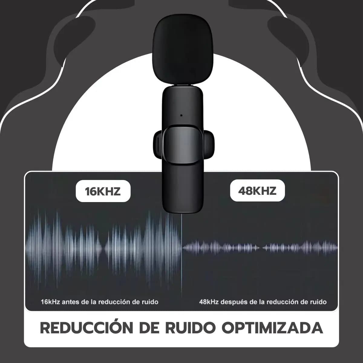 Micrófono Inalámbrico Con Adaptador Celular Tipo C Y iPhone Color Negro — imagen 9