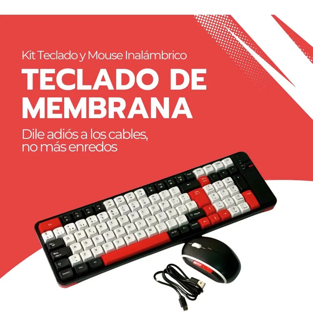 Kit Teclado Y Mouse Inalámbrico Bluetooth Recargable Rojo — imagen 7
