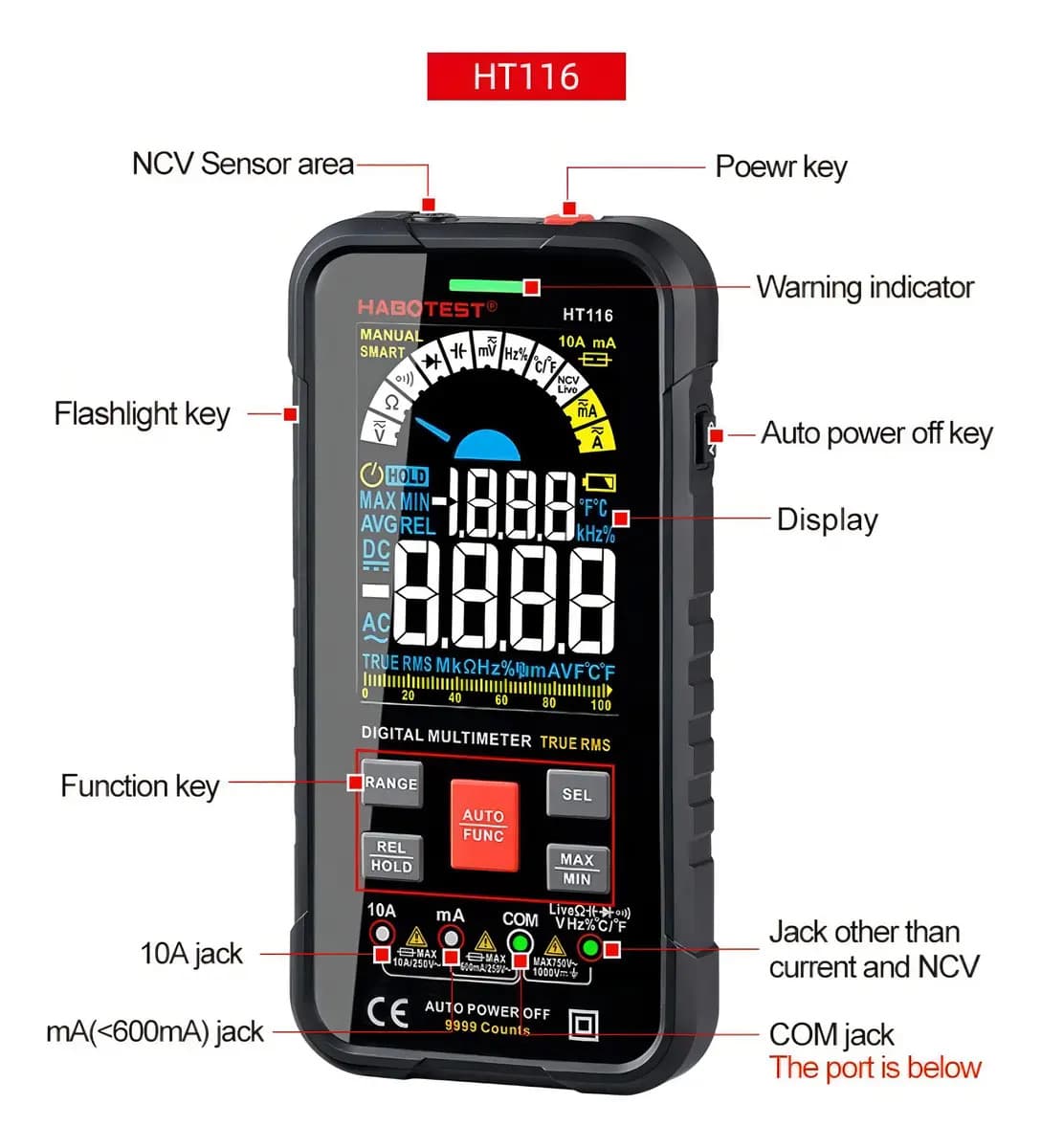 Multímetro Digital Portátil Multitester Ht116 — imagen 8