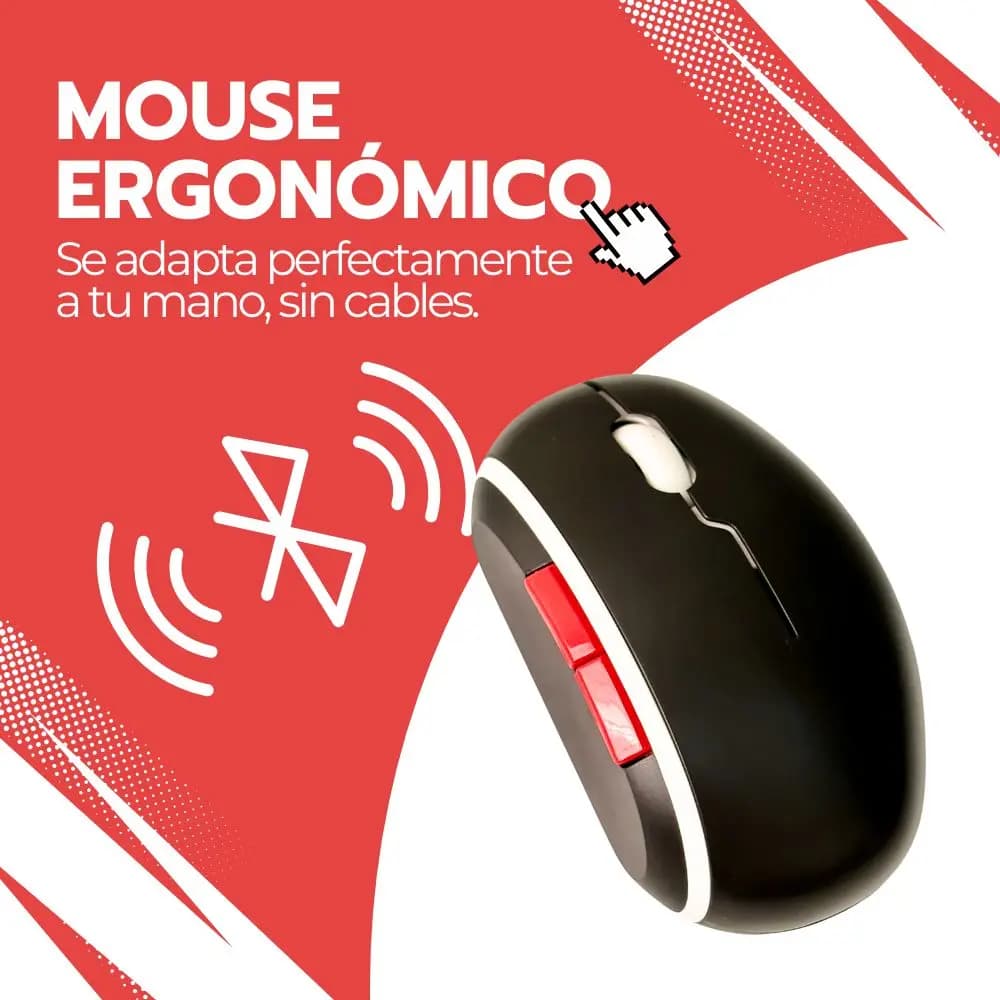 Kit Teclado Y Mouse Inalámbrico Bluetooth Recargable Rojo — imagen 6