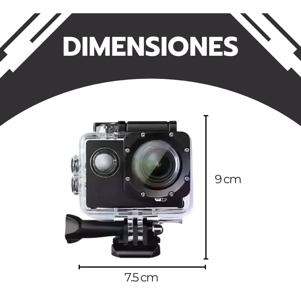 Cámara De Acción Deportiva Full Hd Sumergible Gran Angular Negro — imagen 10