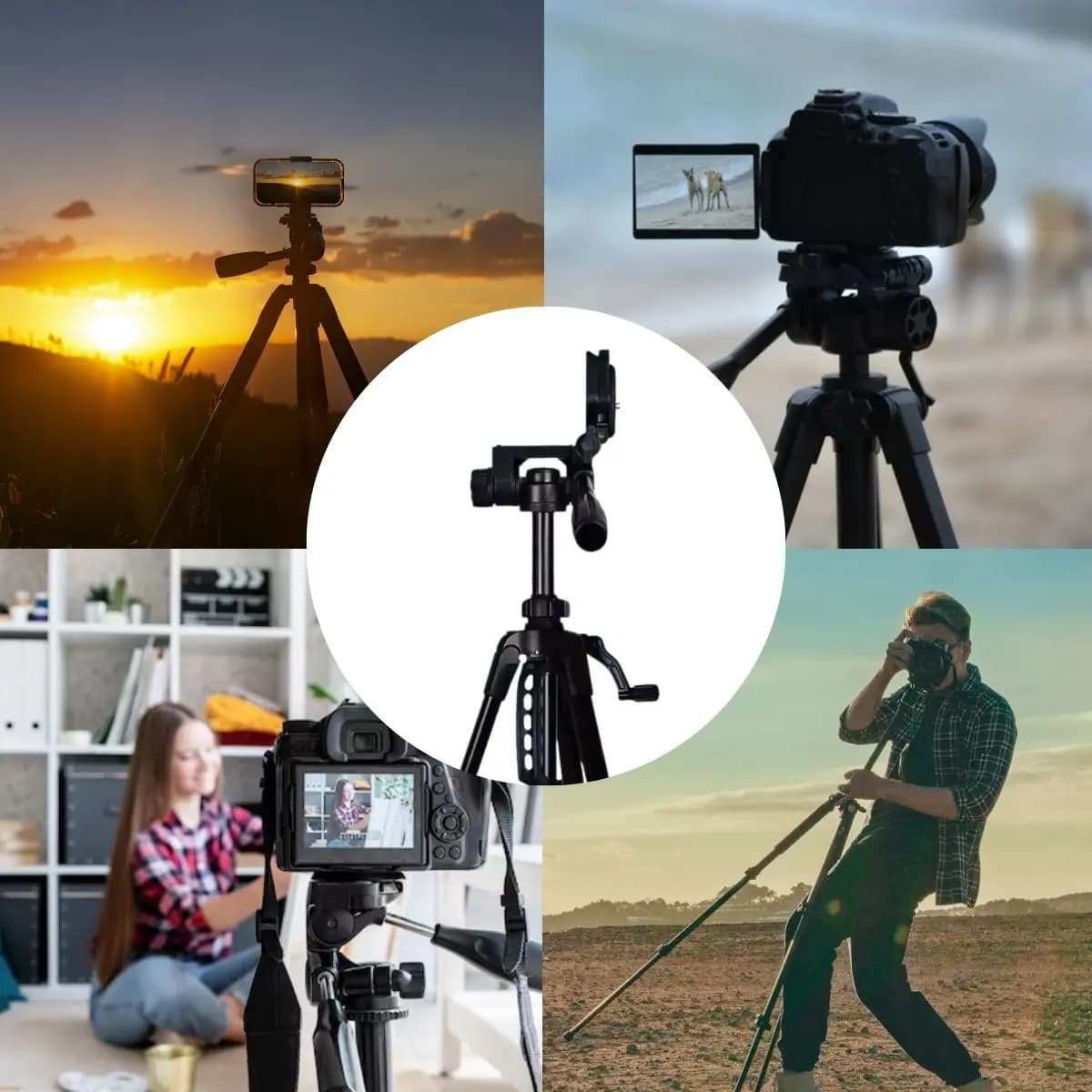 Trípode Profesional Compatible Con Celular Bolso + Adaptador Negro — imagen 10