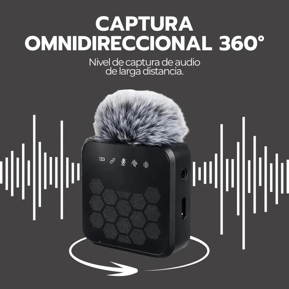 Micrófono Lavalier Inalámbrico 4 En 1 Grabación Pro Negro — imagen 8