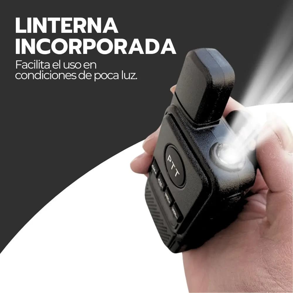 Walkie Talkie Profesional Fm Recargable Con Auriculares Negro — imagen 7