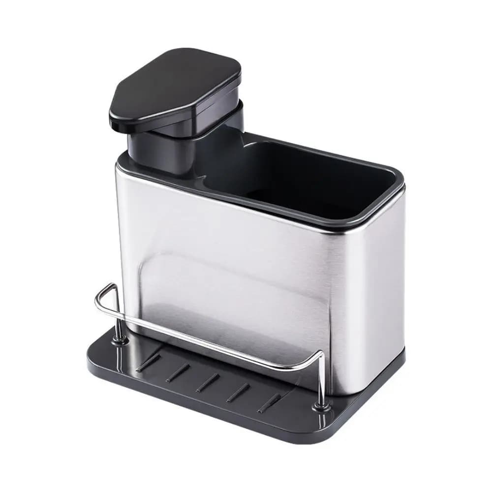 Soporte De Utensilios 3 En 1 Acero Inoxidable + Dispensador — imagen 2