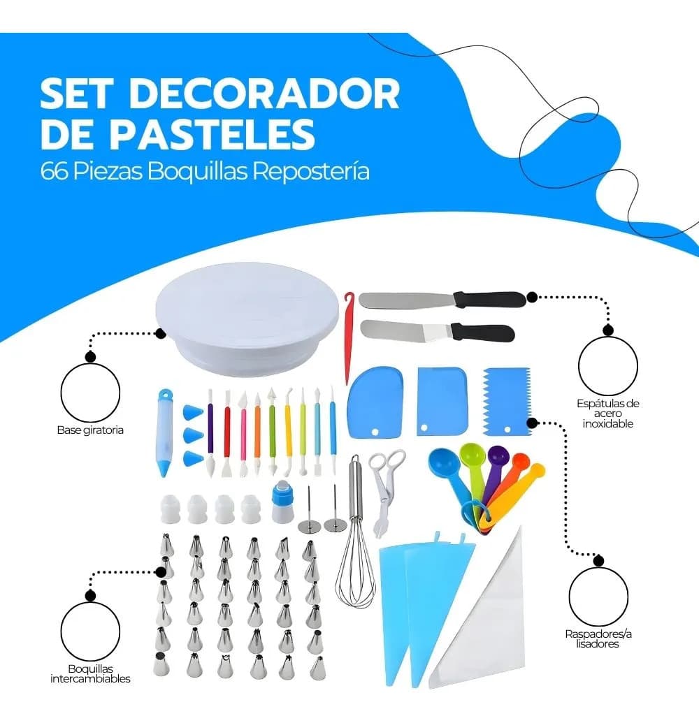 Set Decorador de Pasteles 66 Piezas Reposteria — imagen 3