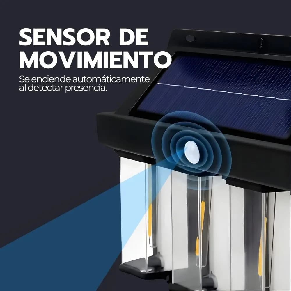 Farol Solar De Pared Sensor Movimiento Luz Cálida Exterior Negro — imagen 6
