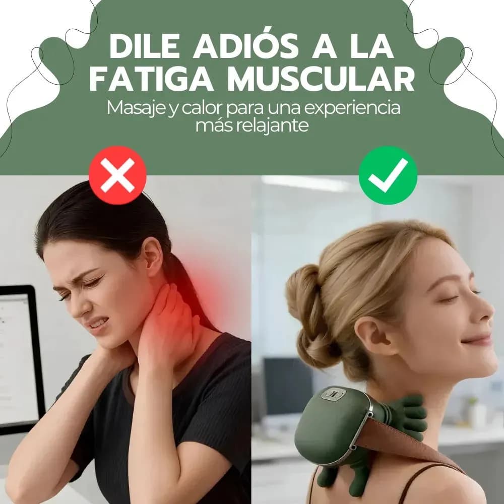 Masajeador Cuello Y Hombros Shiatsu Con Calor Recargable Verde — imagen 10