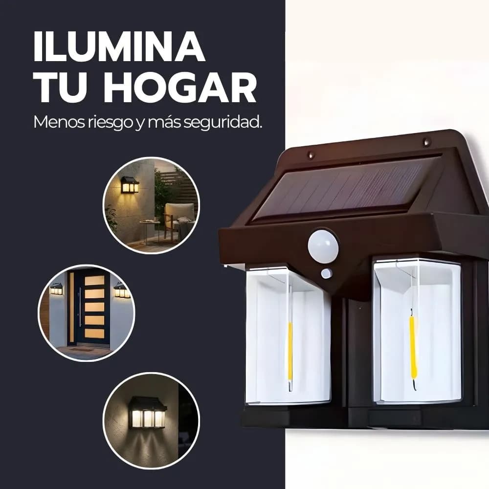 Lámpara Solar Doble Led Sensor Movimiento Exterior Ip65 Negro — imagen 9