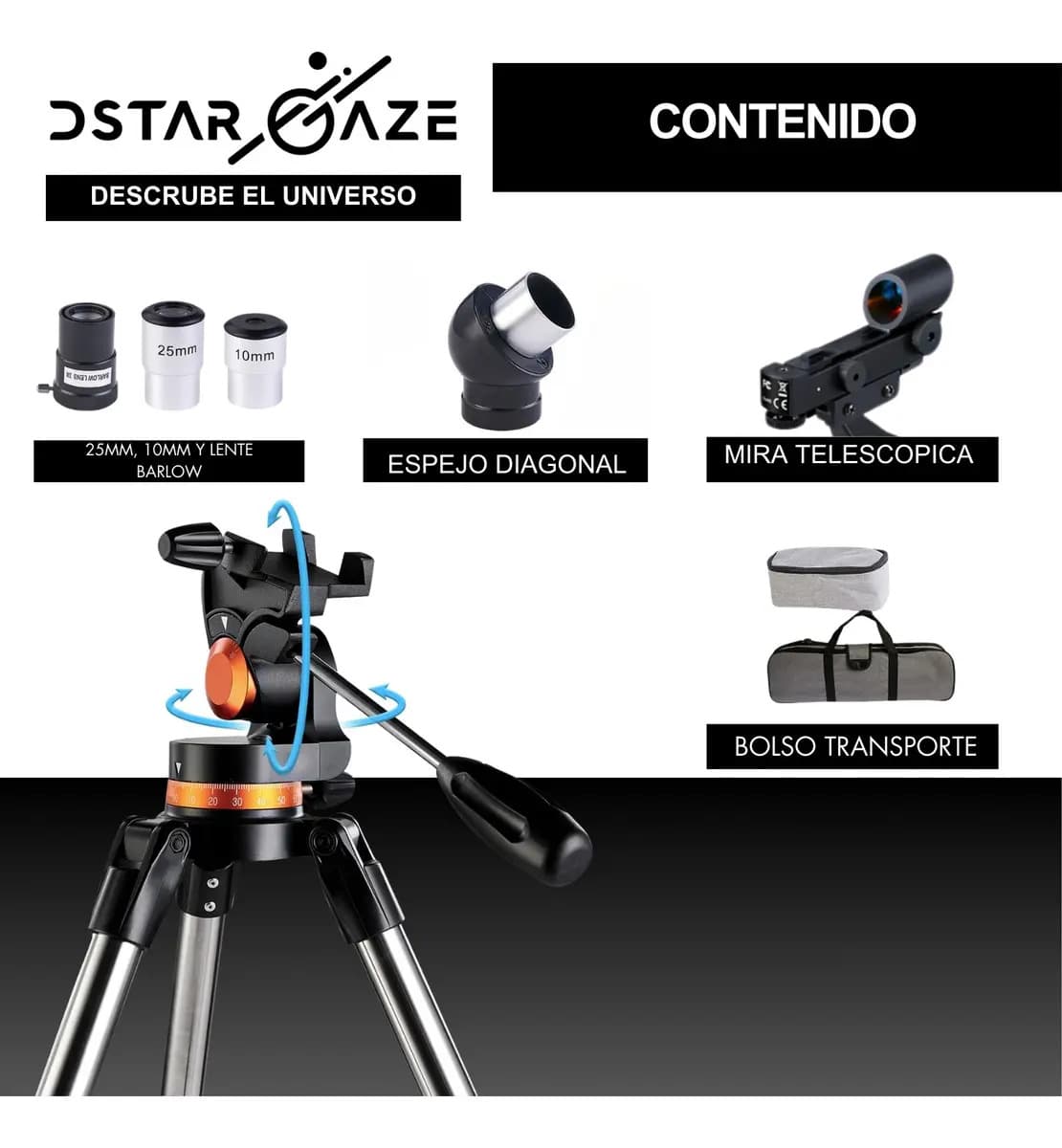 Telescopio Astronómico Profesional 50080m Color Blanco — imagen 6