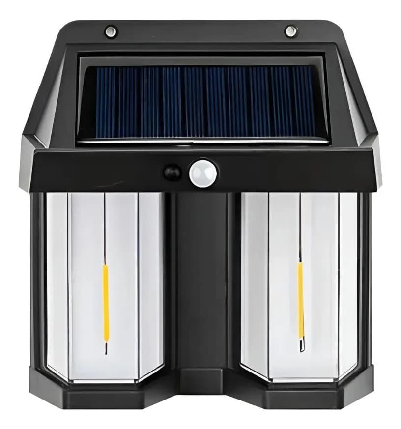 Lámpara Solar Doble Led Sensor Movimiento Exterior Ip65 Negro