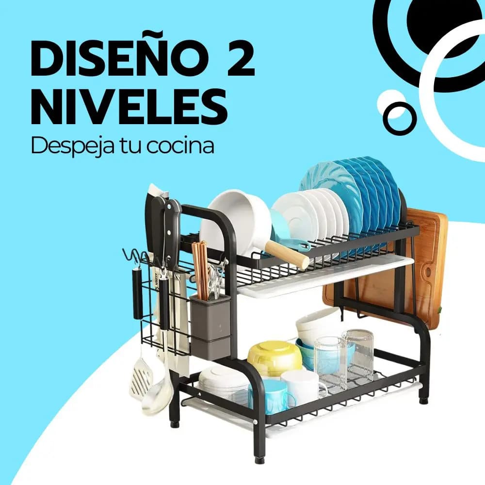 Secador Escurridor De Loza Platos 2 Niveles — imagen 8