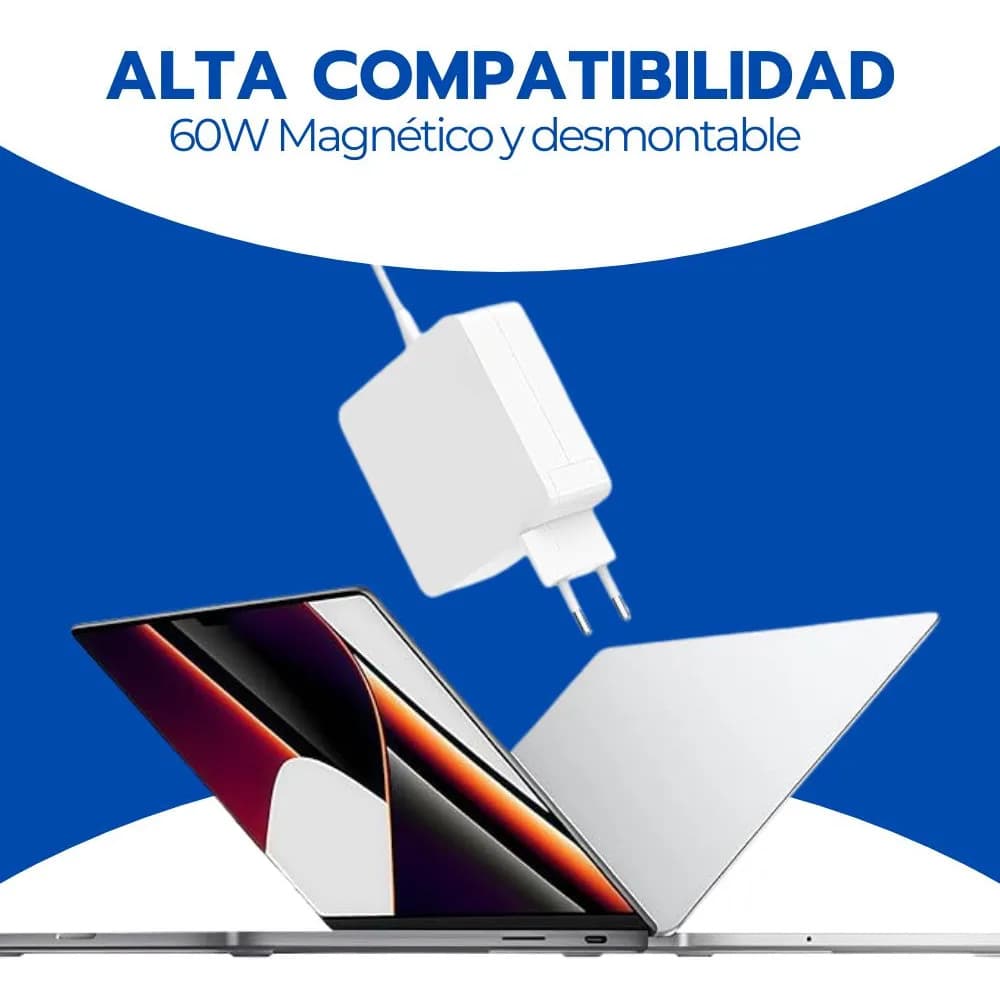 Cargador Para Macbook Y Laptop 60w Conector Magnético Blanco — imagen 8