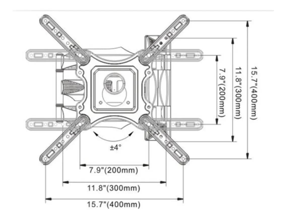 Base Soporte Tv Pared 3 Brazos Ajustable 32 A 55 Pulgadas Negro — imagen 10