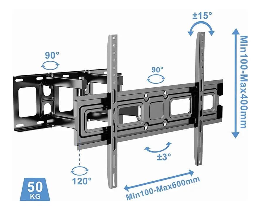 Soporte Tv Doble Brazo 32'' Hasta 70'' Con Inclinación Negro — imagen 3