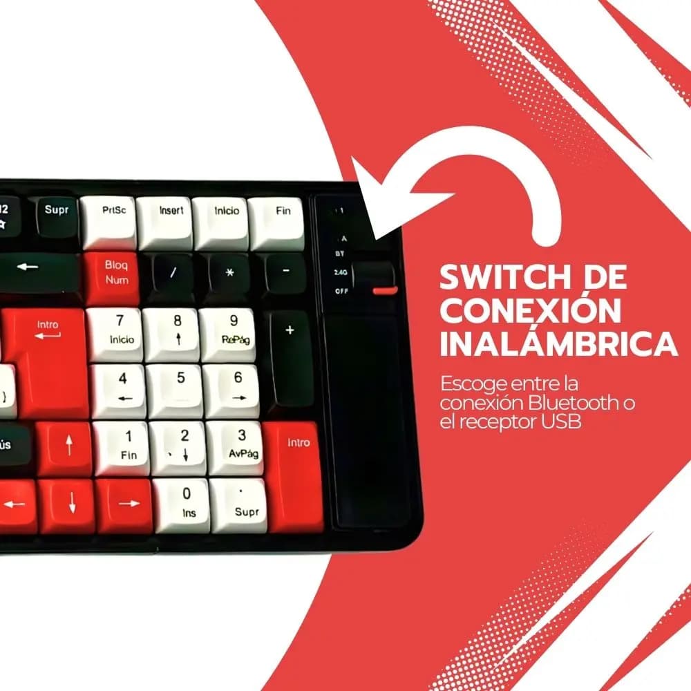 Kit Teclado Y Mouse Inalámbrico Bluetooth Recargable Rojo — imagen 5