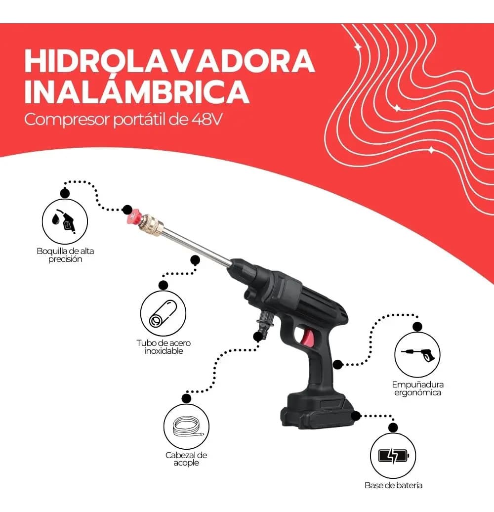 Hidrolavadora Portatil Inalambrica 48V — imagen 3