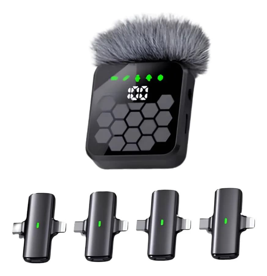 Micrófono Lavalier Inalámbrico 4 En 1 Grabación Pro Negro — imagen 2