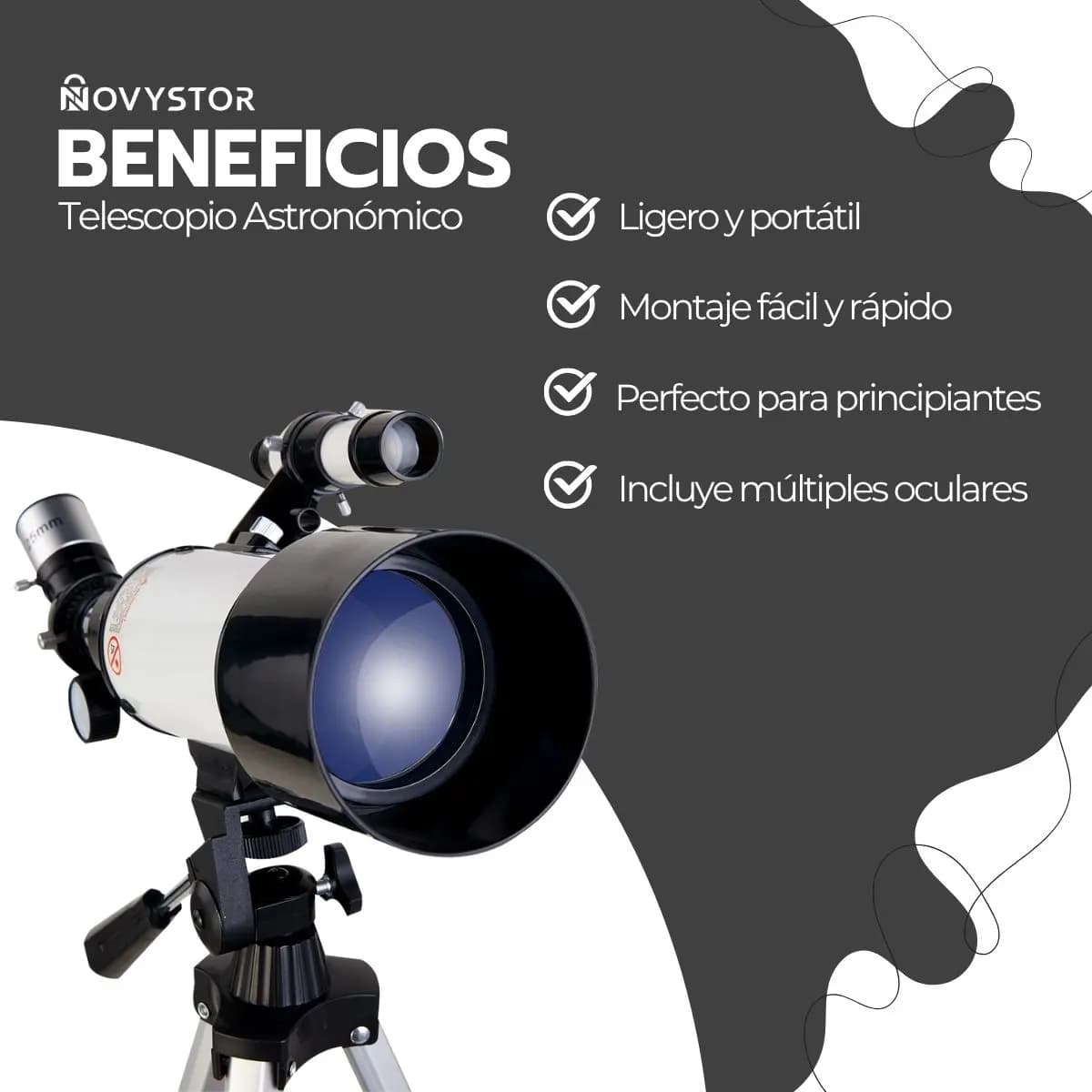 Telescopio Astronomico Profesional Monocular F40070 Blanco — imagen 9