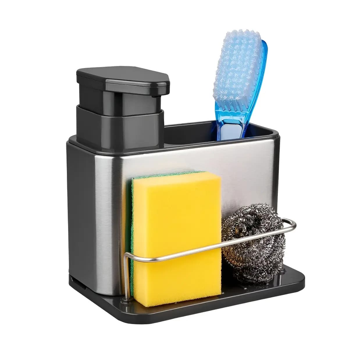 Soporte De Utensilios 3 En 1 Acero Inoxidable + Dispensador