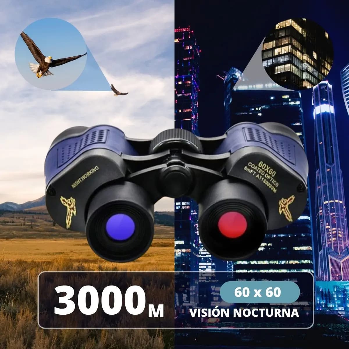Binoculares Profesionales 60x60 Caza Binocular 1000m Pro Color Azul — imagen 8