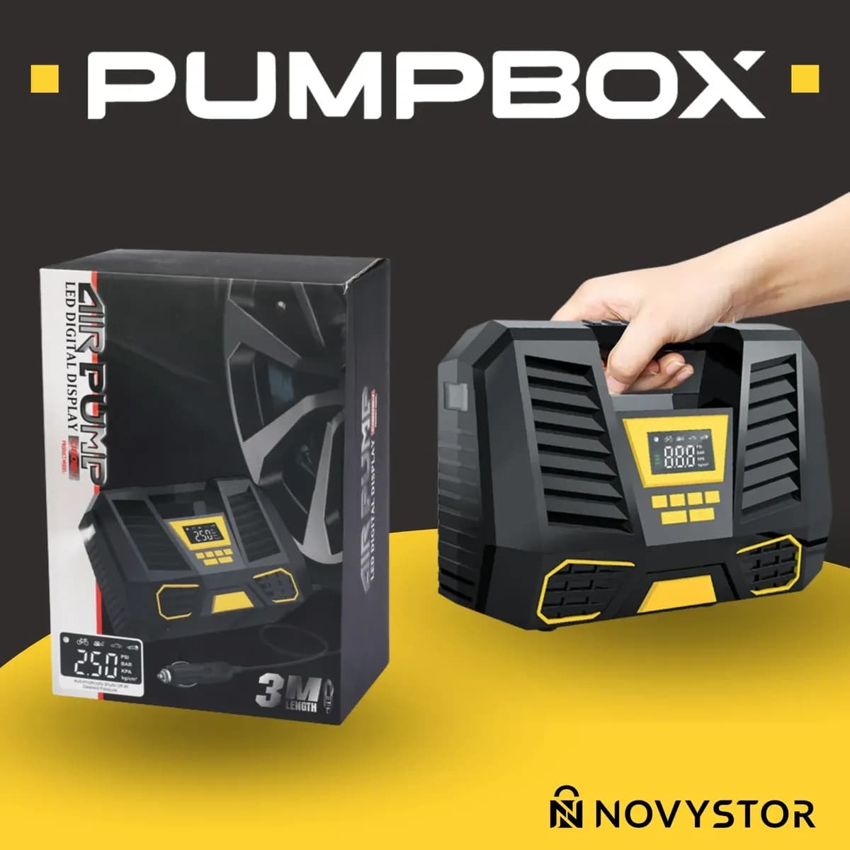 Compresor De Aire Portátil Digital 12v Profesional Negro — imagen 7