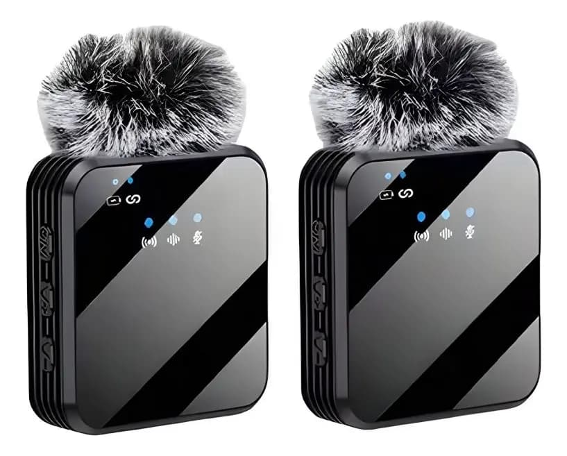 Micrófono Doble Inalámbrico Con Receptor 3 En 1 Universal Negro — imagen 2