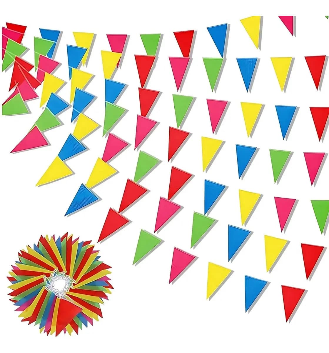 Banderines Multicolor 80mm X150 Para Fiestas Y Cumpleaños Color Verde Colores — imagen 2