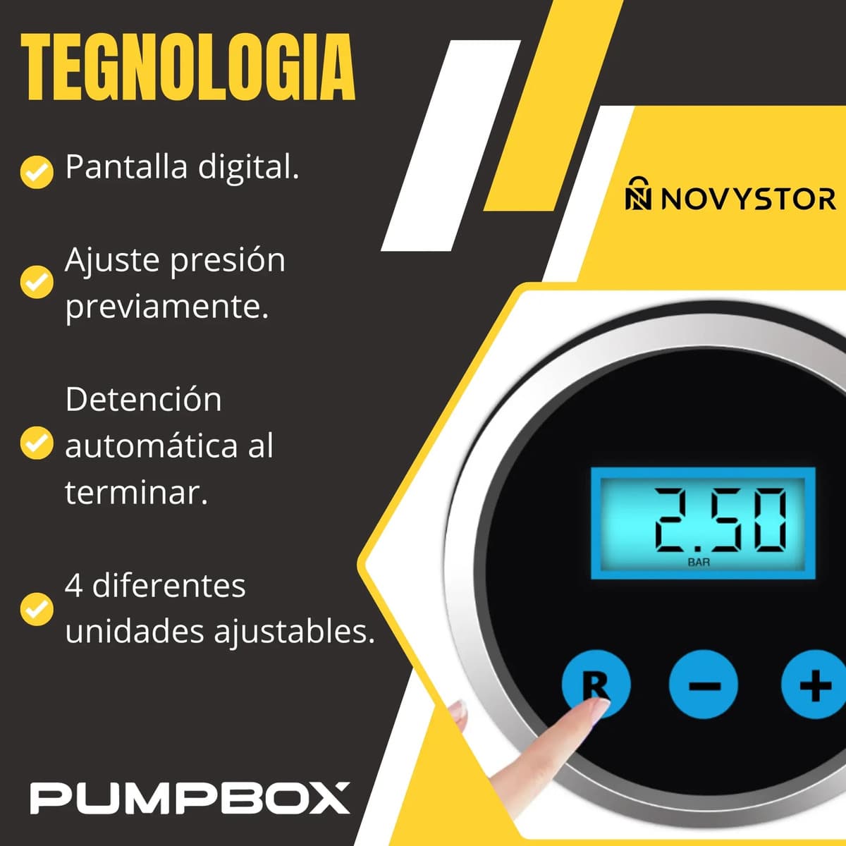 Compresor De Aire Portátil Digital 12v Todo Neumático Negro — imagen 9
