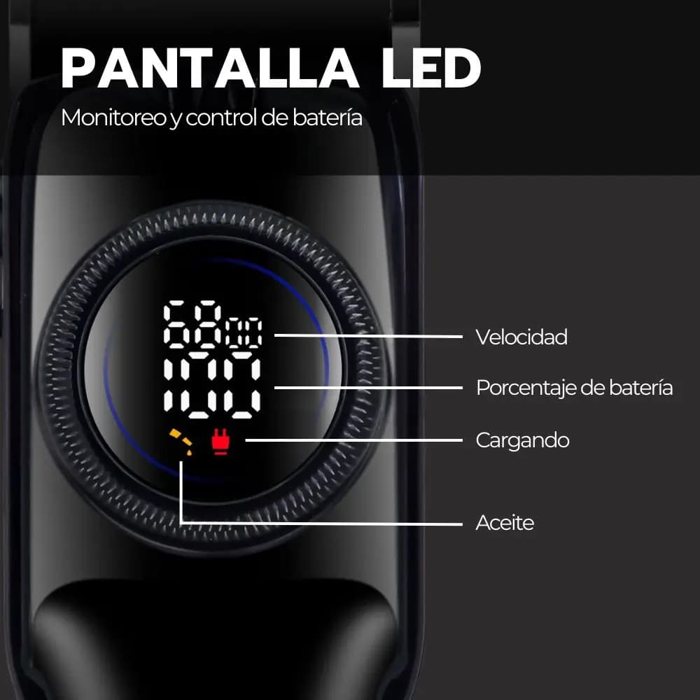 Cortadora De Pelo Digital Pantalla Lcd Recargable Usb Pro Negro — imagen 8