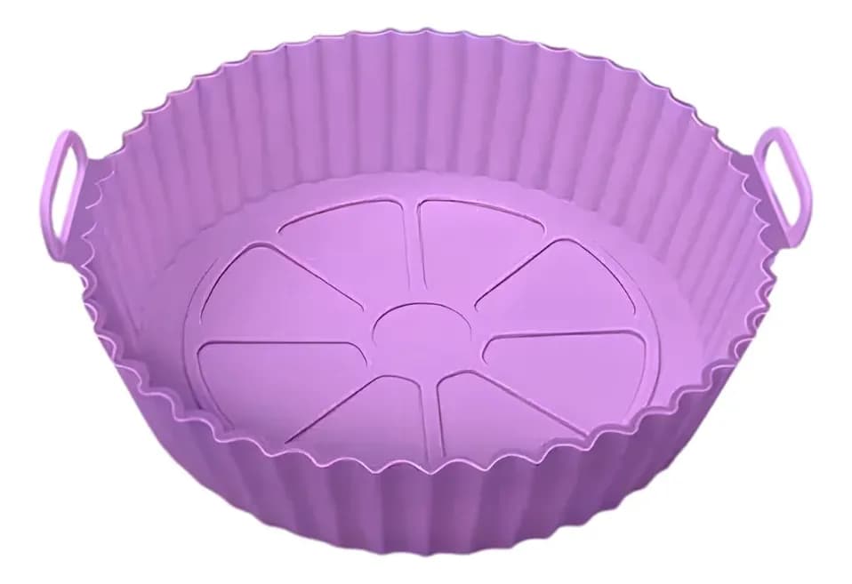 Cesta Silicona Freidora Aire Bandeja Morado Circular Rosa — imagen 1