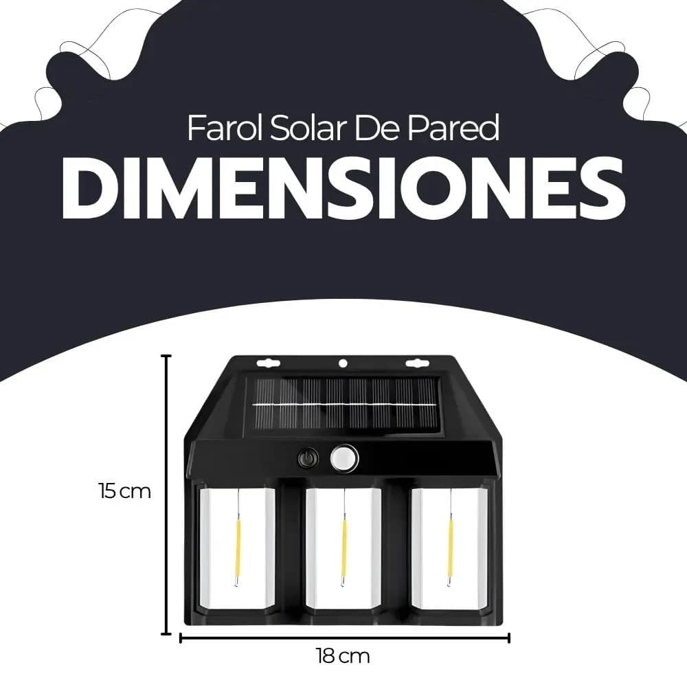 Farol Solar De Pared Sensor Movimiento Luz Cálida Exterior Negro — imagen 10