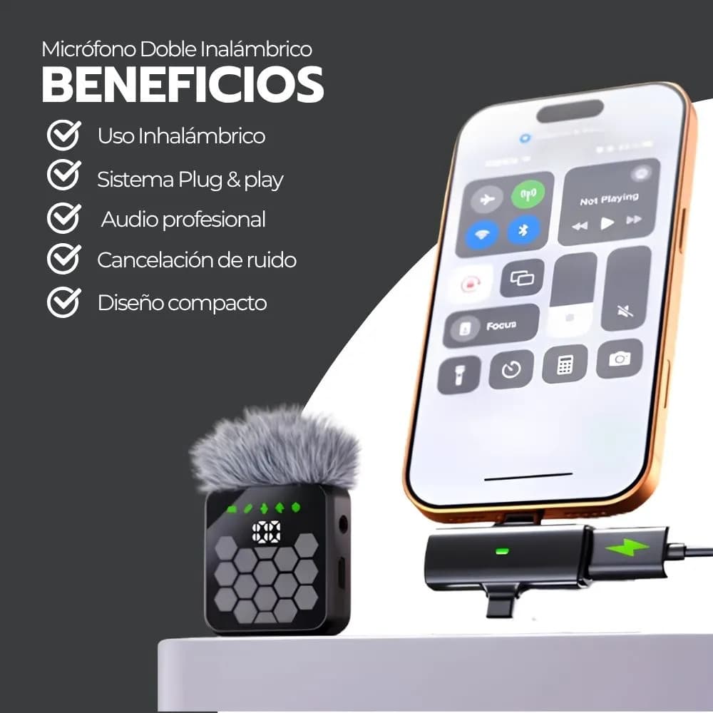 Micrófono Lavalier Inalámbrico 4 En 1 Grabación Pro Negro — imagen 4