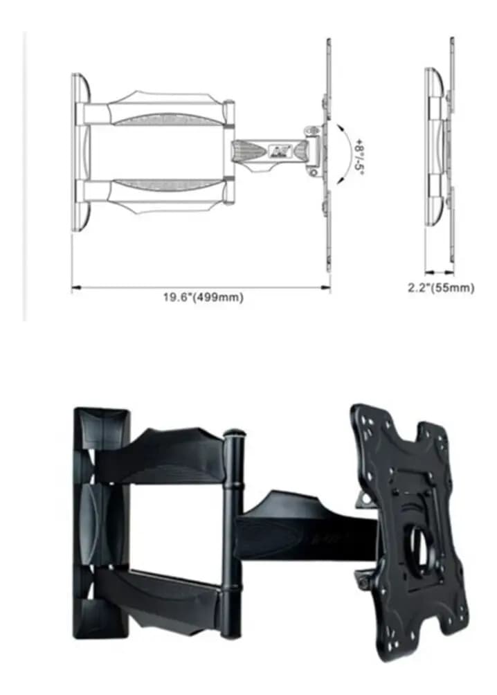 Base Soporte Tv Pared 3 Brazos Ajustable 32 A 55 Pulgadas Negro — imagen 7