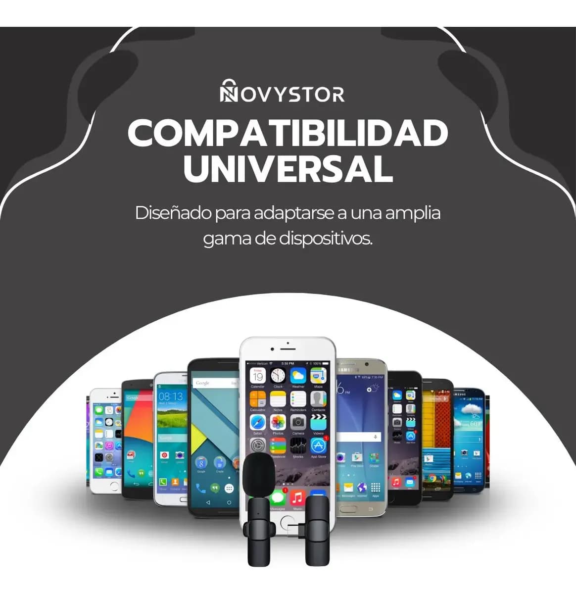 Pack 2 Micrófonos Inalámbricos 360° Tipo C Y iPhone 20m Negro — imagen 10