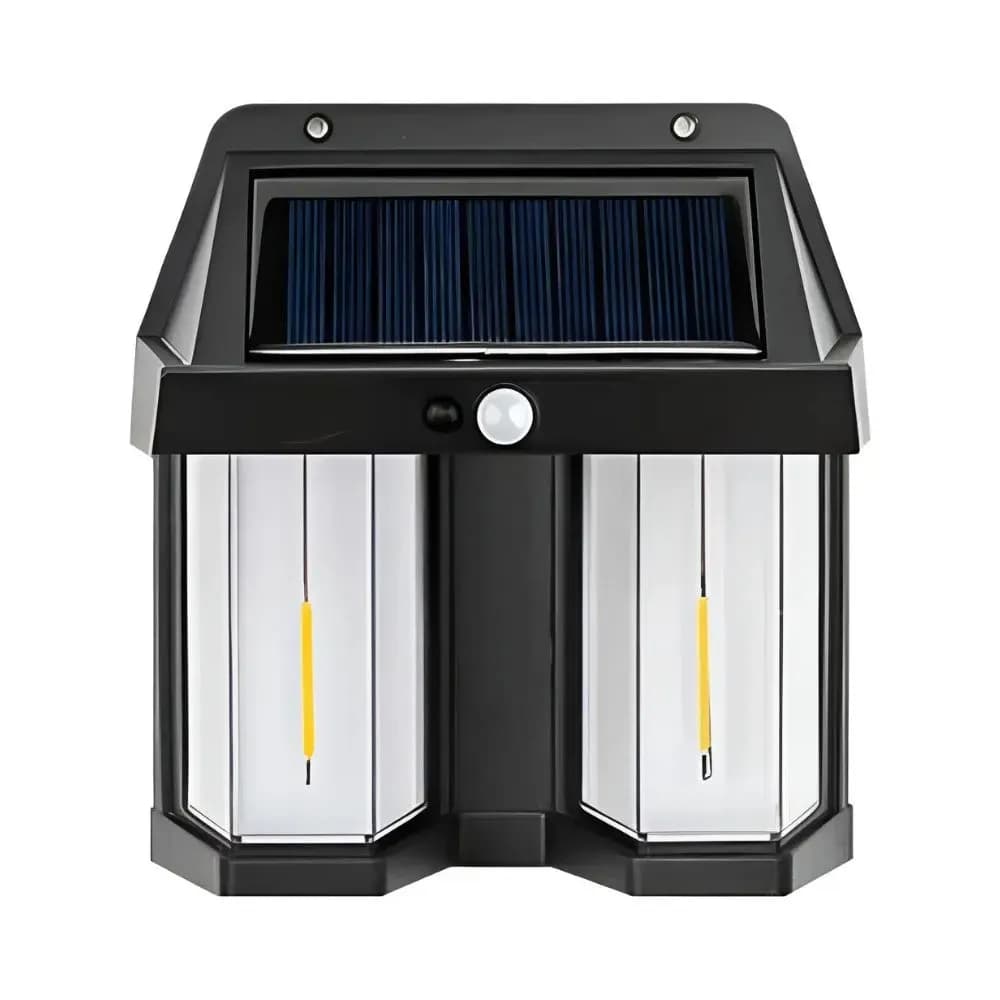 Lámpara Solar Doble Led Sensor Movimiento Exterior Ip65 Negro