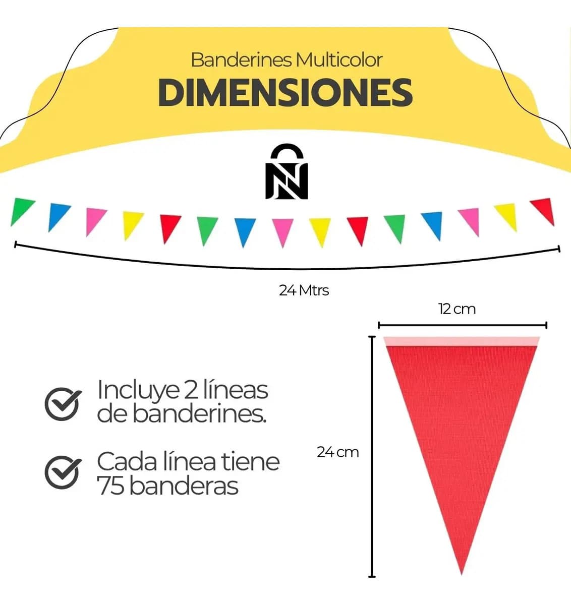 Banderines Multicolor 80mm X150 Para Fiestas Y Cumpleaños Color Verde Colores — imagen 4