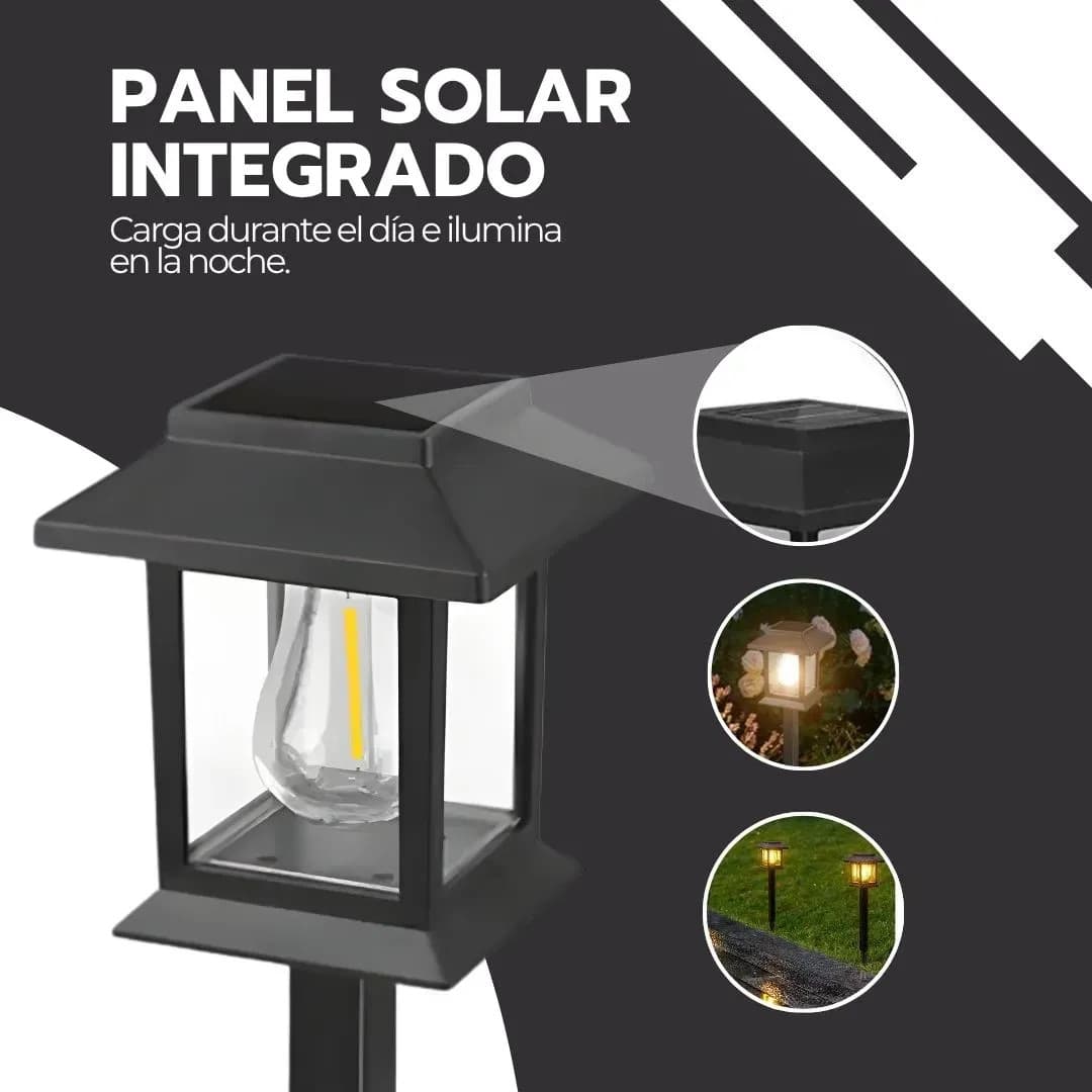 Lámpara Solar Led Estaca Estaca Jardín Parque Negro — imagen 6