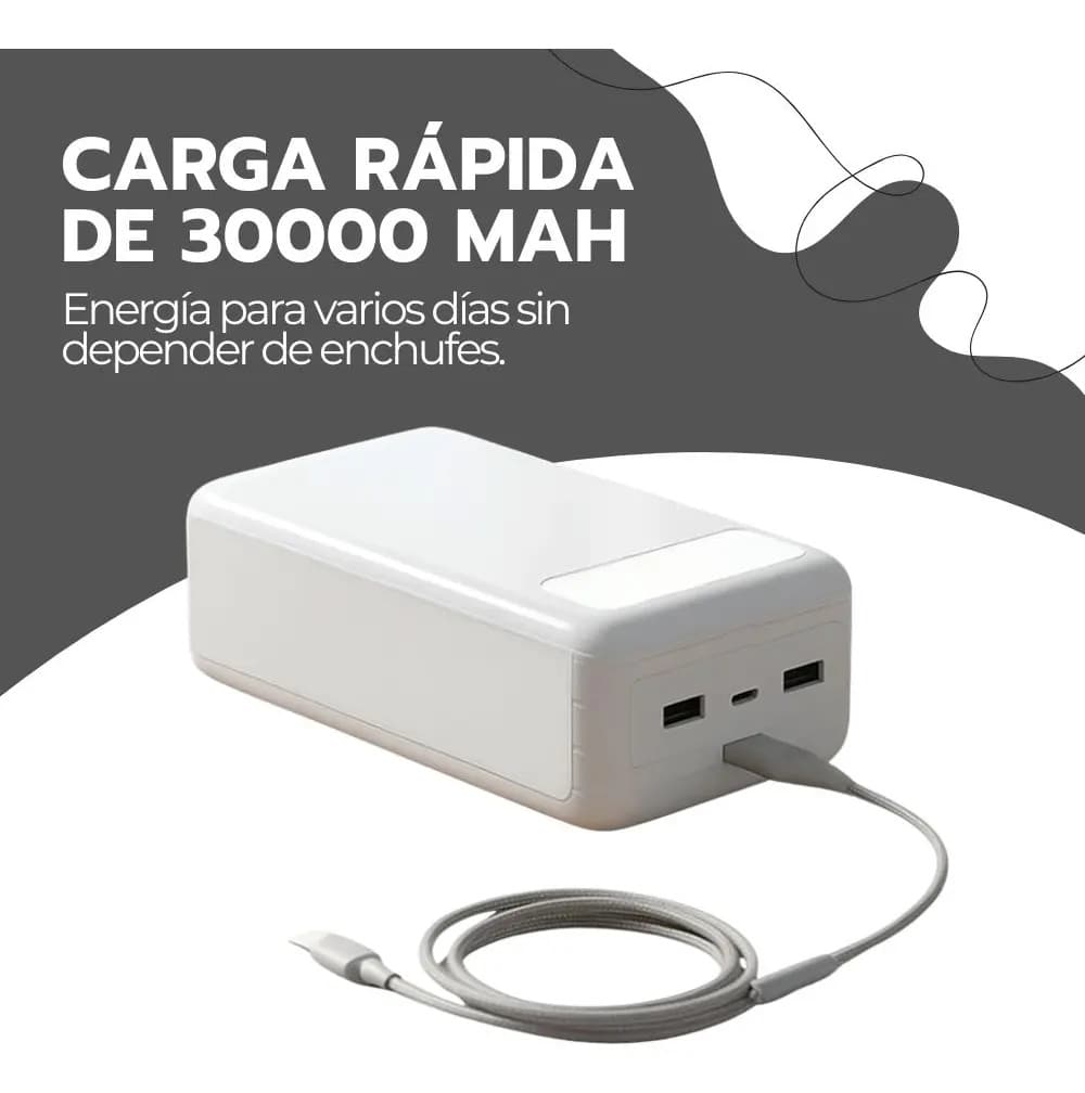 Power Bank 30000mah Carga Rápida Portátil Usb-c Blanco — imagen 7