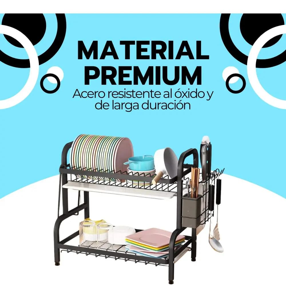 Secador Escurridor De Loza Platos 2 Niveles — imagen 5