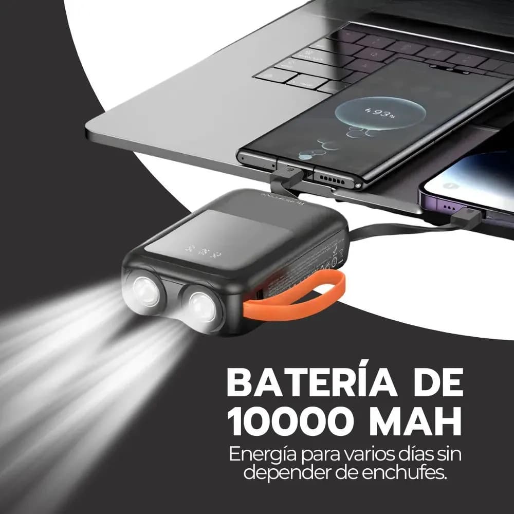 Power Bank R47 10000mah Carga Rápida Led Pantalla Negro — imagen 7