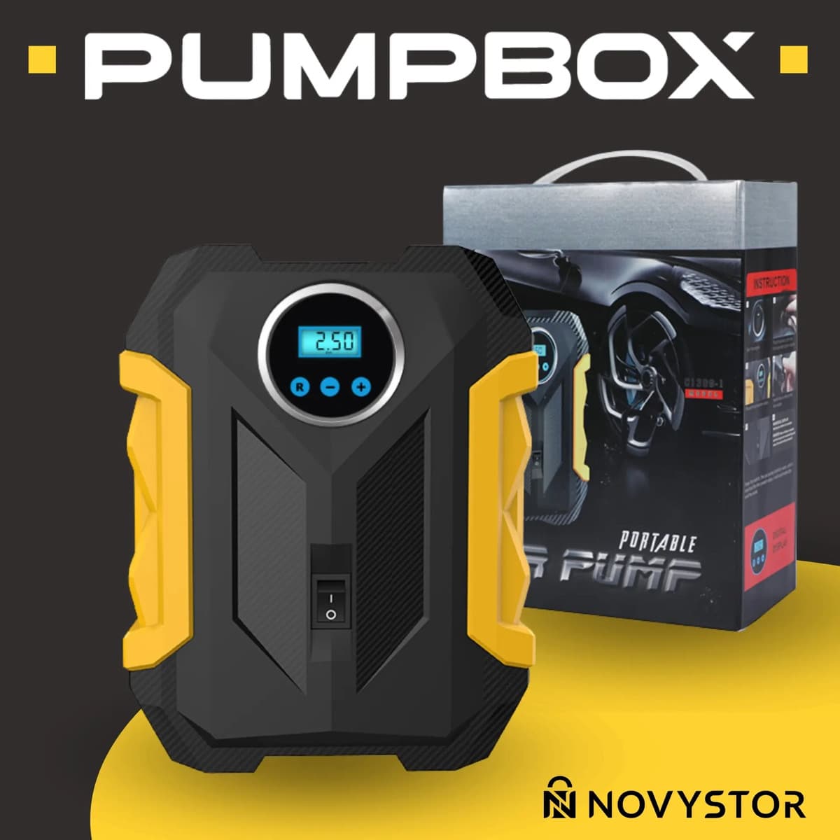 Compresor De Aire Portátil Digital 12v Todo Neumático Negro — imagen 7