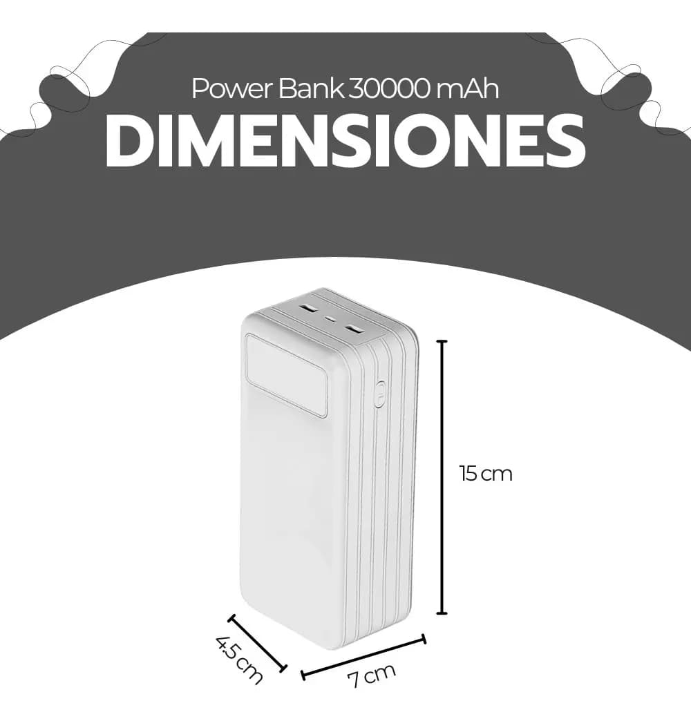 Power Bank 30000mah Carga Rápida Portátil Usb-c Blanco — imagen 10
