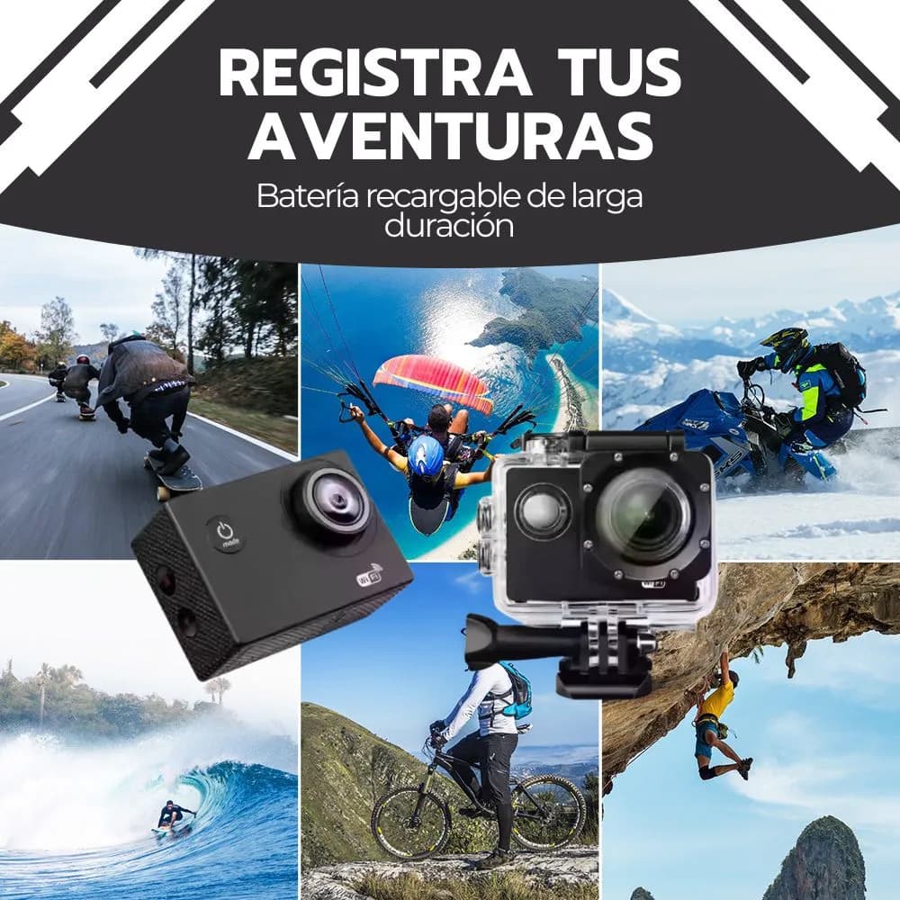 Cámara De Acción Deportiva Full Hd Sumergible Gran Angular Negro — imagen 8