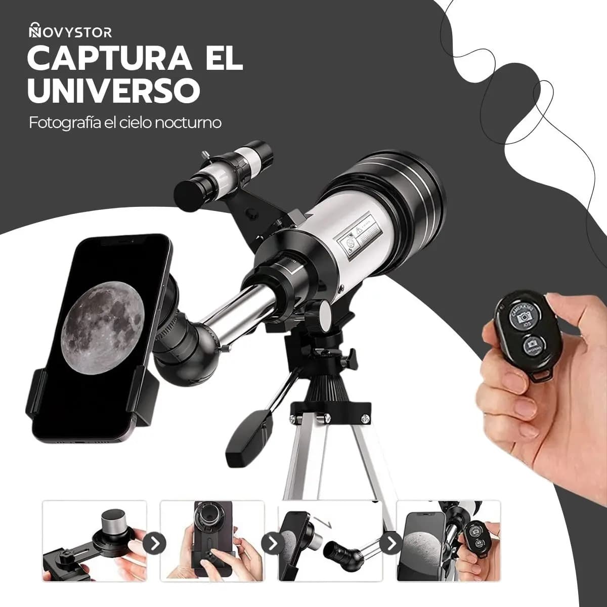 Telescopio Astronómico Profesional Monocular F40070 Blanco — imagen 4