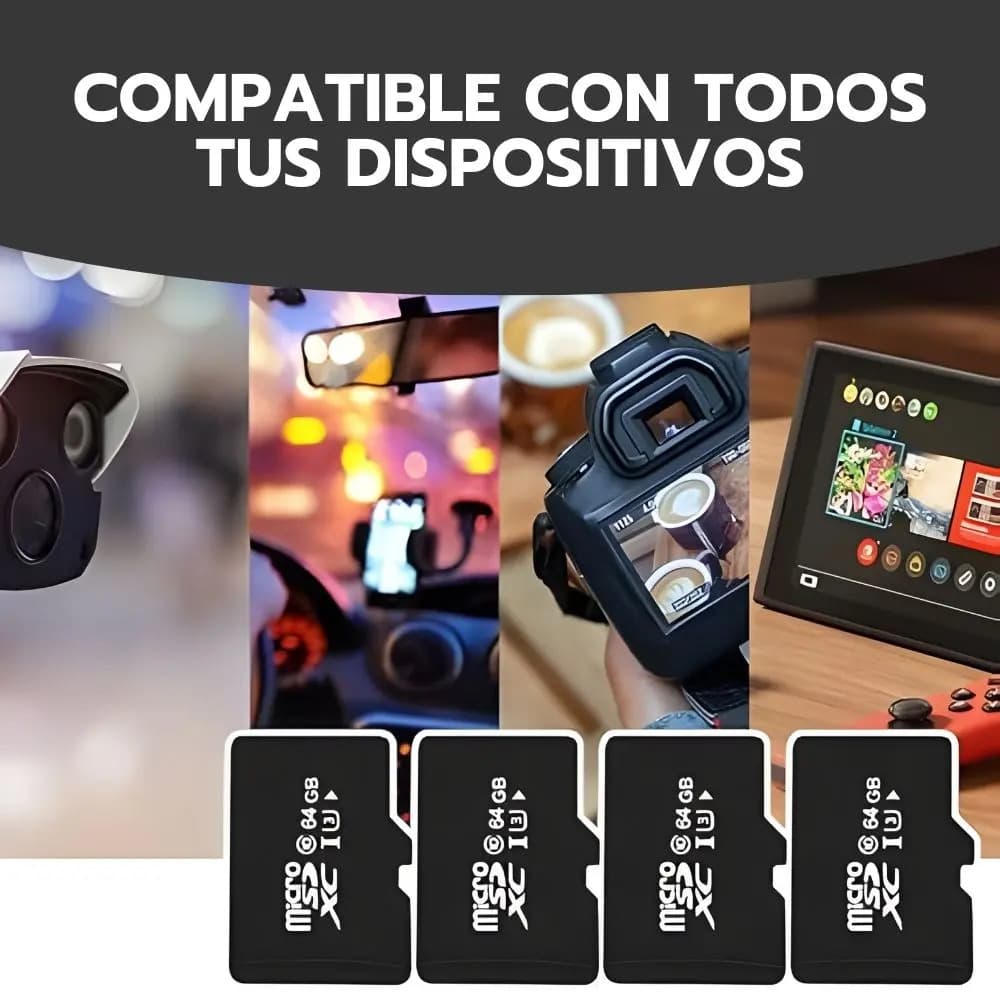 Tarjeta Micro Sd 64gb Clase 10 U3 Alta Velocidad — imagen 7