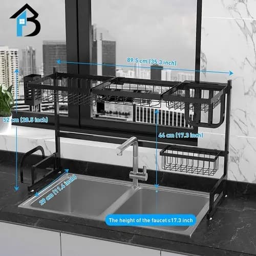 Escurridor De Platos Secado Multiuso Acero Inxidable 87cm Negro — imagen 7