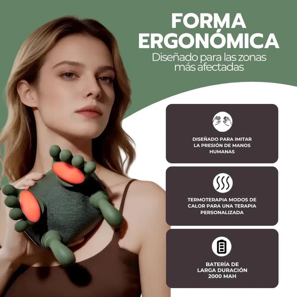 Masajeador Cuello Y Hombros Shiatsu Con Calor Recargable Verde — imagen 7